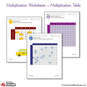 Multiplication Worksheets Bundle - Multiplication Table