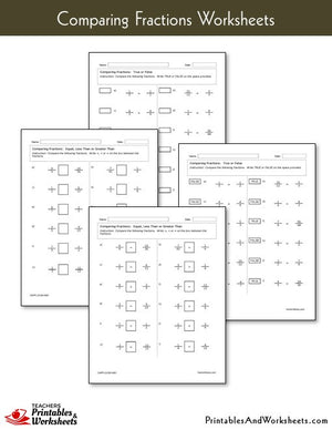 Comparing Fractions Comparison Worksheets Sample