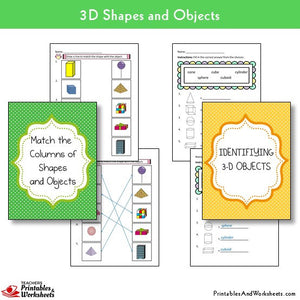 Match the Columns of Shapes and Objects, Identifying 3d Shapes