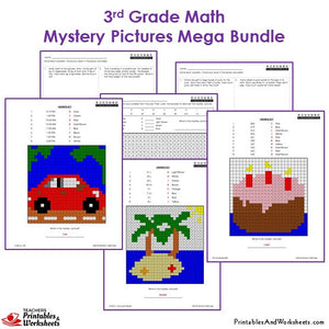 3rd Grade Math Mystery Pictures Coloring Worksheets - Sample 3