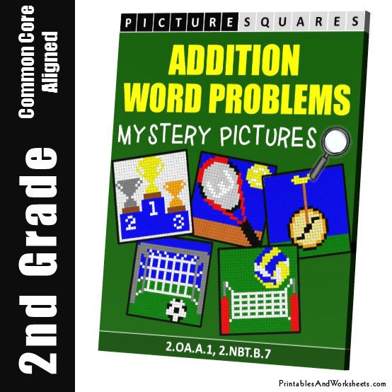 Grade 2 Addition Word Problems Mystery Pictures Coloring Worksheets