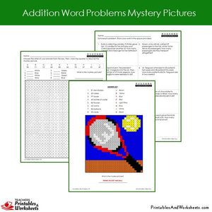 Grade 2 Addition Word Problems Mystery Pictures Coloring Worksheets Sample 1