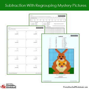 Grade 2 Subtraction With Regrouping Coloring Worksheets Sample 1
