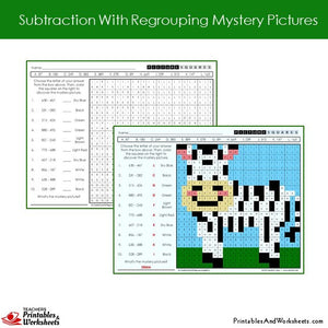 Grade 2 Subtraction With Regrouping Coloring Worksheets Sample 2