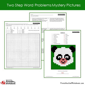 Grade 2 Two Step Word Problems Coloring Worksheets Sample 2
