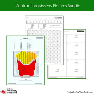 Grade 2 Subtraction Mystery Pictures Coloring Worksheets Sample 2