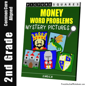 Grade 2 Money Word Problems Mystery Pictures Coloring Worksheets