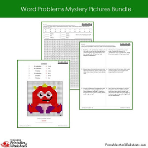 Grade 2 Word Problems Mystery Pictures Coloring Worksheets - Monster