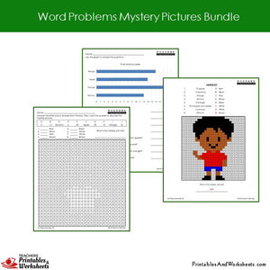 Grade 2 Word Problems Mystery Pictures Coloring Worksheets - Boy