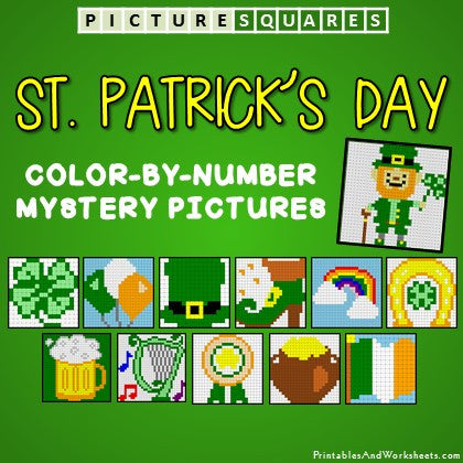 Saint Patrick's Day Coloring Worksheets Color-By-Number Mystery Pictures Cover