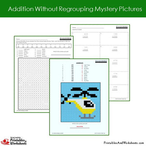 Grade 2 Addition No Regrouping Mystery Pictures Coloring Worksheets Sample 2