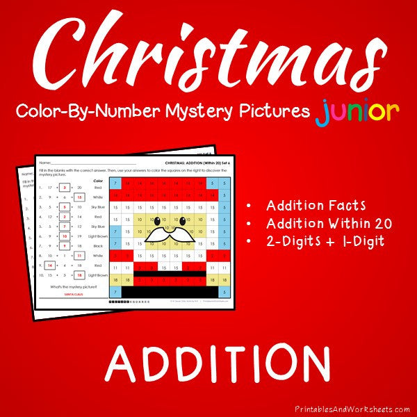 Christmas Color-By-Number: Addition