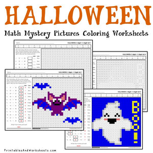 Halloween Coloring Worksheets - Addition