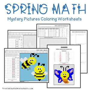 Spring Math Coloring Worksheets