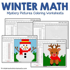 Winter Coloring Worksheets - Math