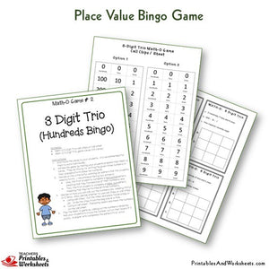 Place Value Bingo Game 3-Digit Trio