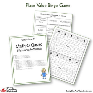 Place Value Bingo Game Math-O Classic
