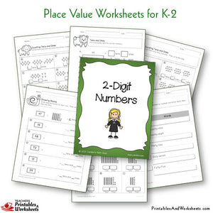 Kindergarten to Grade 1-2 Place Value Worksheets 2 Digit Numbers