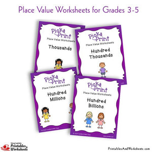 Grades 3-5 Place Value Worksheets Sets 1-4 Cover