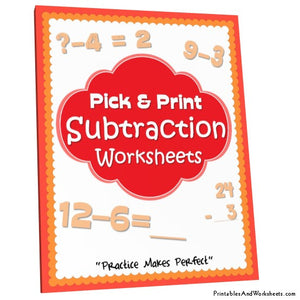 Subtraction Worksheets Bundle Cover
