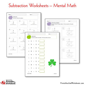 Subtraction Worksheets Bundle - Mental Math