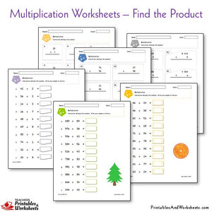 Multiplication Worksheets Bundle - Find the Product