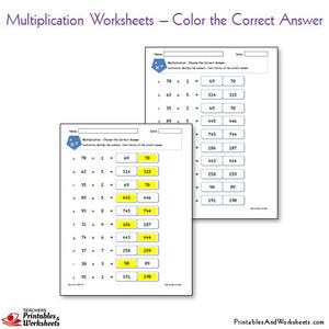 Multiplication Worksheets Bundle - Color the Correct Answer