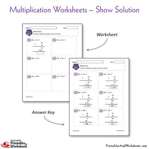 Multiplication Worksheets Bundle - Show the Solution