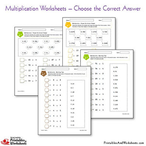 Multiplication Worksheets Bundle - Choose the Correct Answer