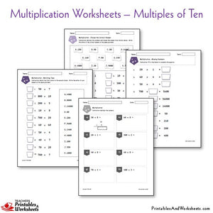 Multiplication Worksheets Bundle - Multiples of Ten