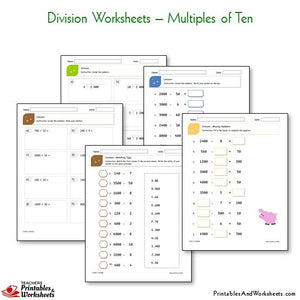 Division Worksheets Bundle - Multiples of Ten