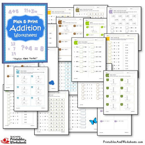 Addition and Subtraction Worksheets Bundle - Sample Addition