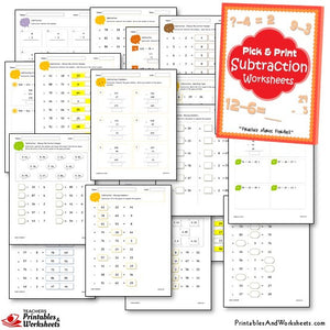Addition and Subtraction Worksheets Bundle - Sample Subtraction