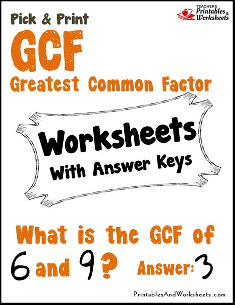 Greatest Common Factor (CF) Worksheets Cover