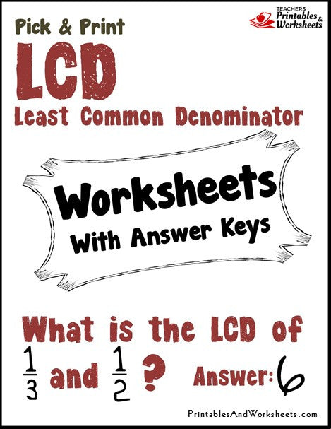 Least Common Denominator Worksheets Cover