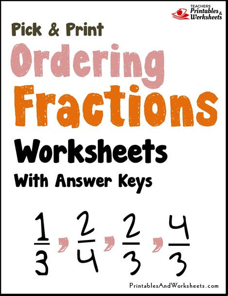 Ordering Fractions Worksheets Cover
