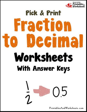 Fraction to Decimal Worksheets Cover