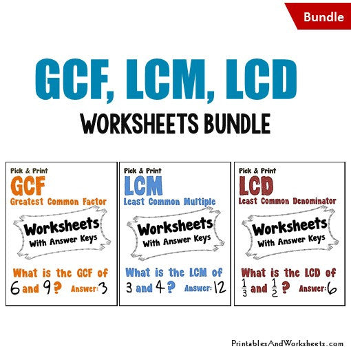 GCF LCD LCM Worksheets With Answer Keys Cover