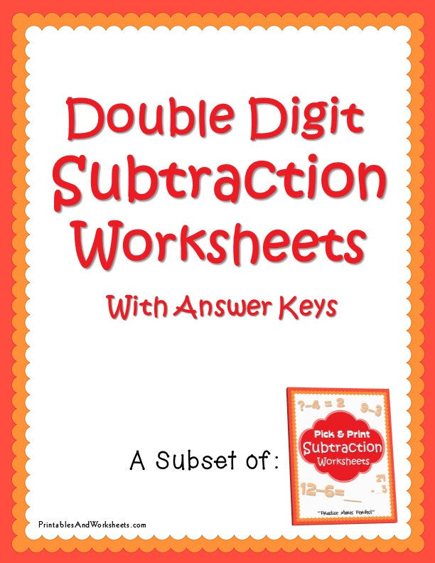 Double Digit Subtraction Worksheets with Answer Keys Cover