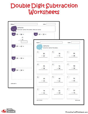 Double Digit Subtraction Worksheets with Answer Keys Sample