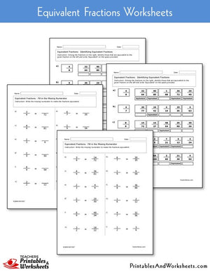 Equivalent Fractions Worksheets Sample