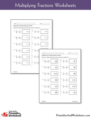 Multiplying Fractions Worksheets with Answer Keys Sample