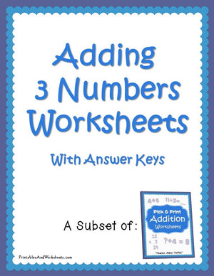 Adding 3 Numbers Worksheets Cover