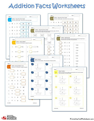 Addition Facts Worksheets with Answer Keys Sample