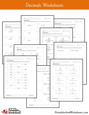 Adding Subtracting Multiplying Dividing Decimals Worksheets Bundle Sample