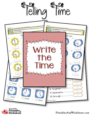 Telling Time Printable Worksheets Write The Time
