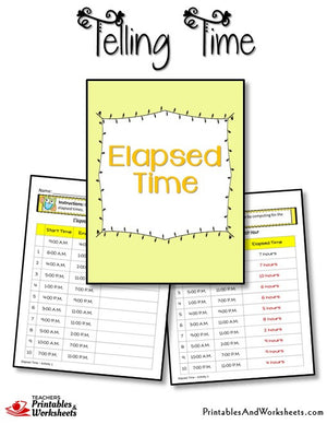 Telling Time Printable Worksheets Elapsed Time