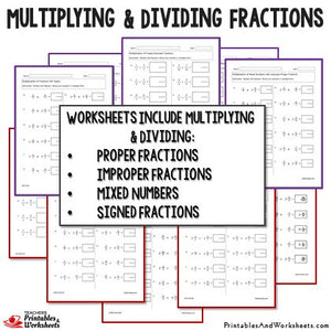 Multiplying and Dividing Fractions Worksheets Sample