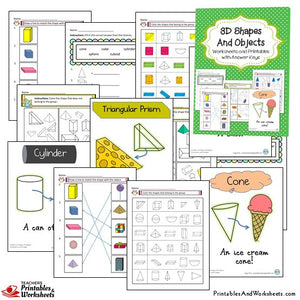 2D and 3D Shapes and Objects Worksheets Sample 2
