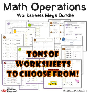Math Basic Operations Addition Subtraction Multiplication Division Worksheets Bundle Sample